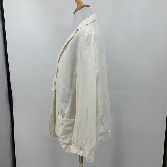 J Jill Blazer Womens S Small Ivory Linen One Button Pockets Lightweight Jacket - Picture 4 of 13